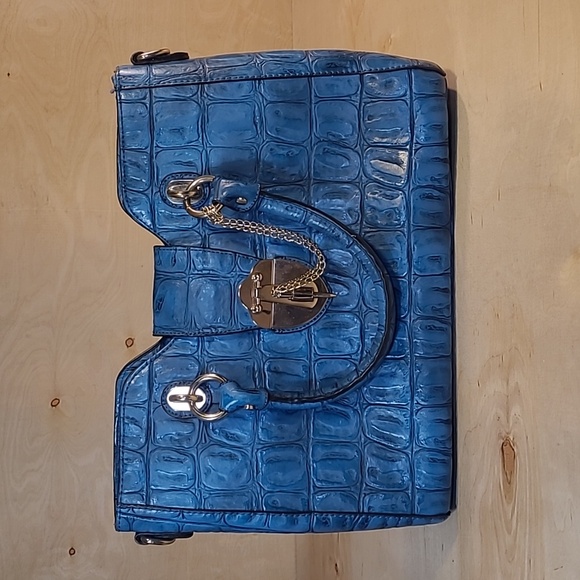 Charming Charlie Elegant Blue Crocodile-Embossed Handbag - Picture 1 of 13